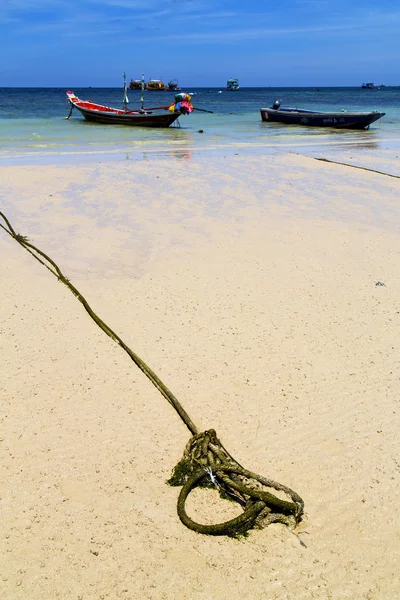 Ásia o kho tao baía ilha praia branca mar âncora — Fotografia de Stock