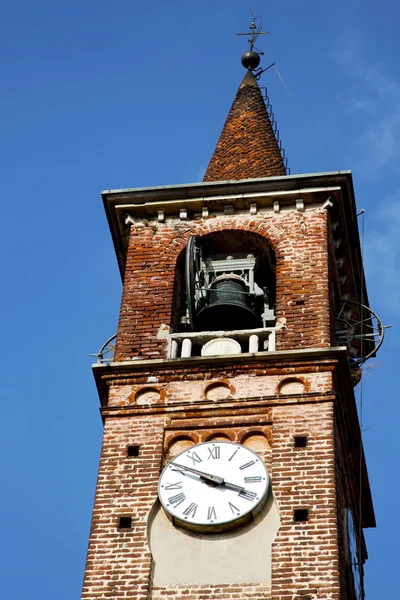 Carbonato abstrato velho em itália torre sino dia ensolarado — Fotografia de Stock