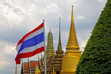  Tayland bangkok yağmur Tapınağı bitki ve bayrak colo Asya'da