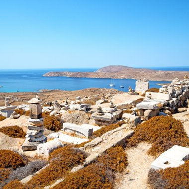 delos Yunanistan historycal Akropolis tapınağında ve eski harabe sı