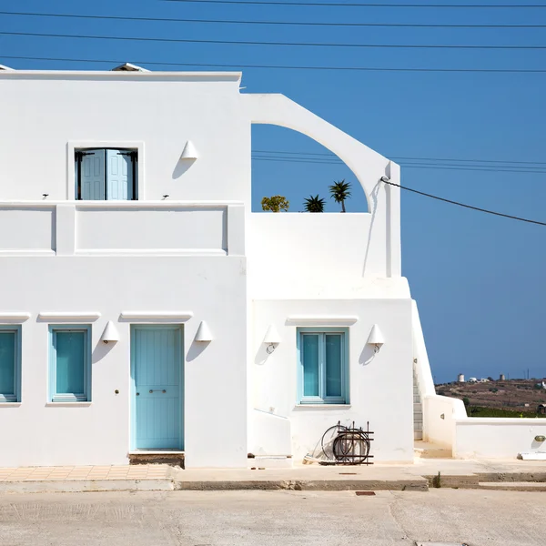 House in santorini greece europe old construction white and blue — Stock Photo, Image