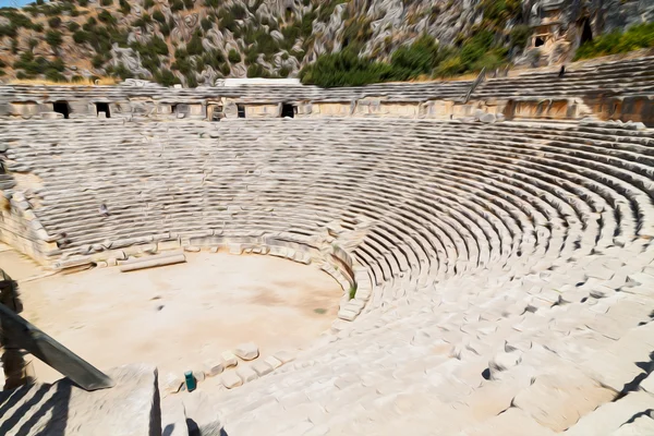 Arkeologi theater i myra Turkiet Europa gamla romerska begravningsplatsen — Stockfoto