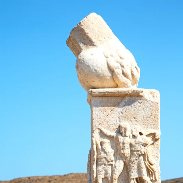 Arqueologia em delos greece a acrópole histórica e rui velho — Fotografia de Stock