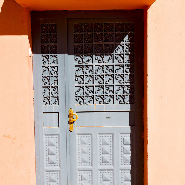 Olddoor in morocco africa ancien and wall ornate brown