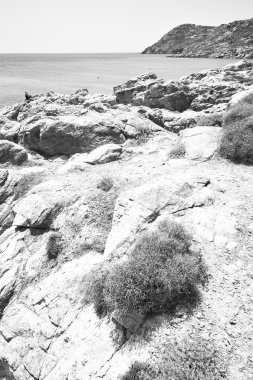 Yunanistan mykonos Adası rock deniz ve plaj mavi gökyüzü