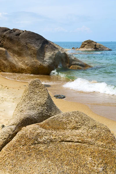 Kho beach tree rocks Thailand Südchina Meer — Stockfoto