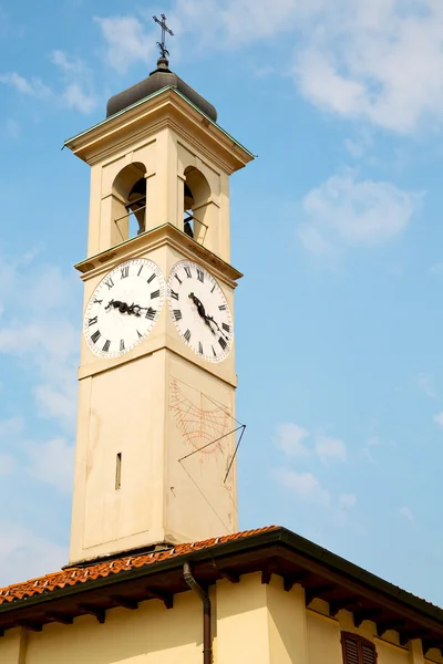 Antigua torre del reloj en italia Europa y campana — Foto de Stock