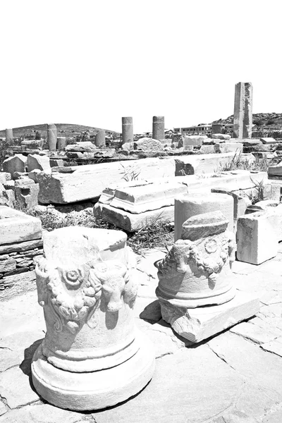 In delos griechenland die historische akropolis und alte ruinenstätte — Stockfoto