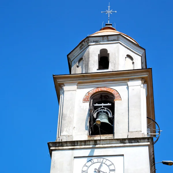 Construção de torre de relógio em itália europa pedra velha e sino — Fotografia de Stock