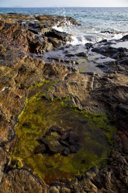Lanzarote köpük rock İspanya Peyzaj taş gökyüzü bulut beach 