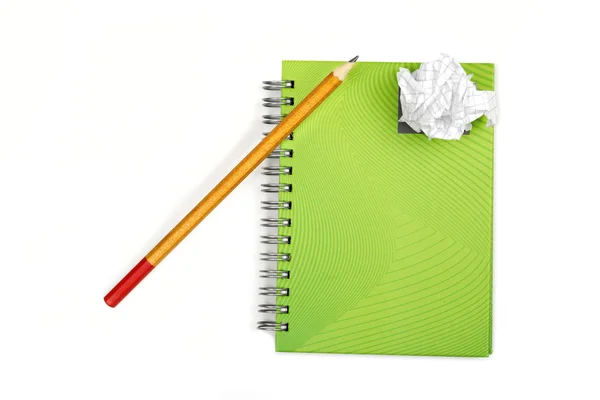 Caderno sobre o fundo branco — Fotografia de Stock