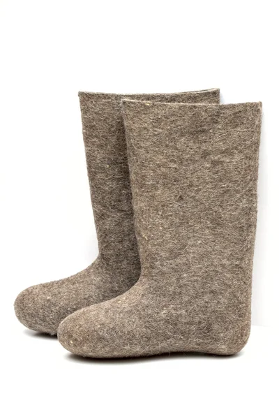 Felt boots on the white background — Stock Photo, Image