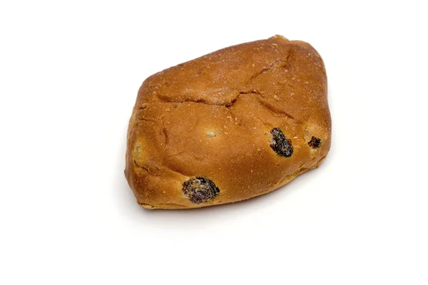 Bun with raisins on the white background — Stock Photo, Image