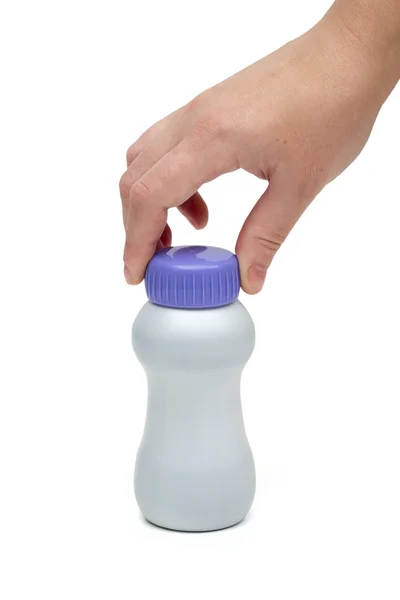 Botella de plástico sobre el fondo blanco —  Fotos de Stock