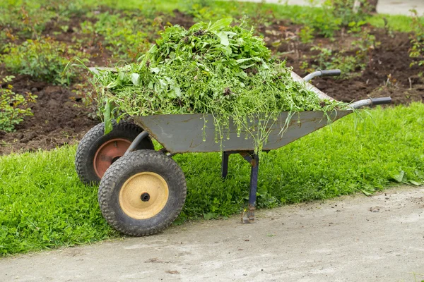 Wheelbarrow on the white background — Stock Photo, Image