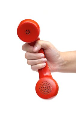 Beyaz arka plan üzerinde eski telefon
