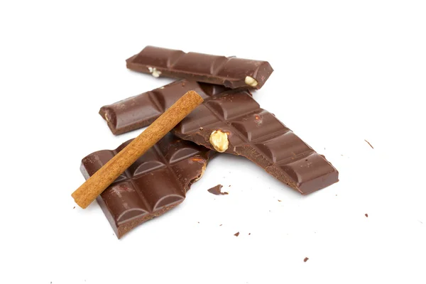 Schokolade auf weißem Hintergrund — Stockfoto