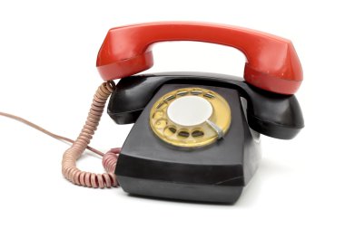 Beyaz arka plan üzerinde eski telefon