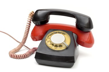 Beyaz arka plan üzerinde eski telefon