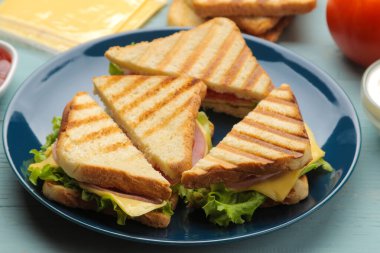 Jambonlu, peynirli ve domatesli sandviç..