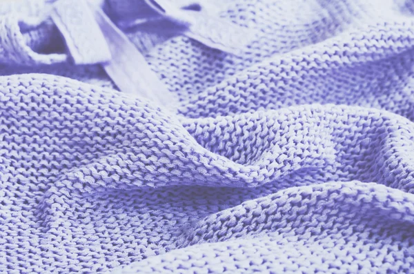 Knitted sweater of lavender color, selective focus — Stock Photo, Image