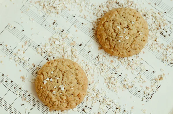Σπιτικό oatmeal μπισκότα ολοκληρώνεται με νιφάδες βρώμης — Φωτογραφία Αρχείου
