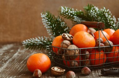 Noel dekorasyon ahşap b kopya alanı ile mandalina ile