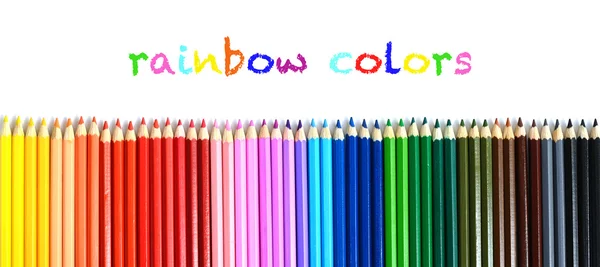 Set of multicolored wooden pencils isolated on white — Stock Photo, Image