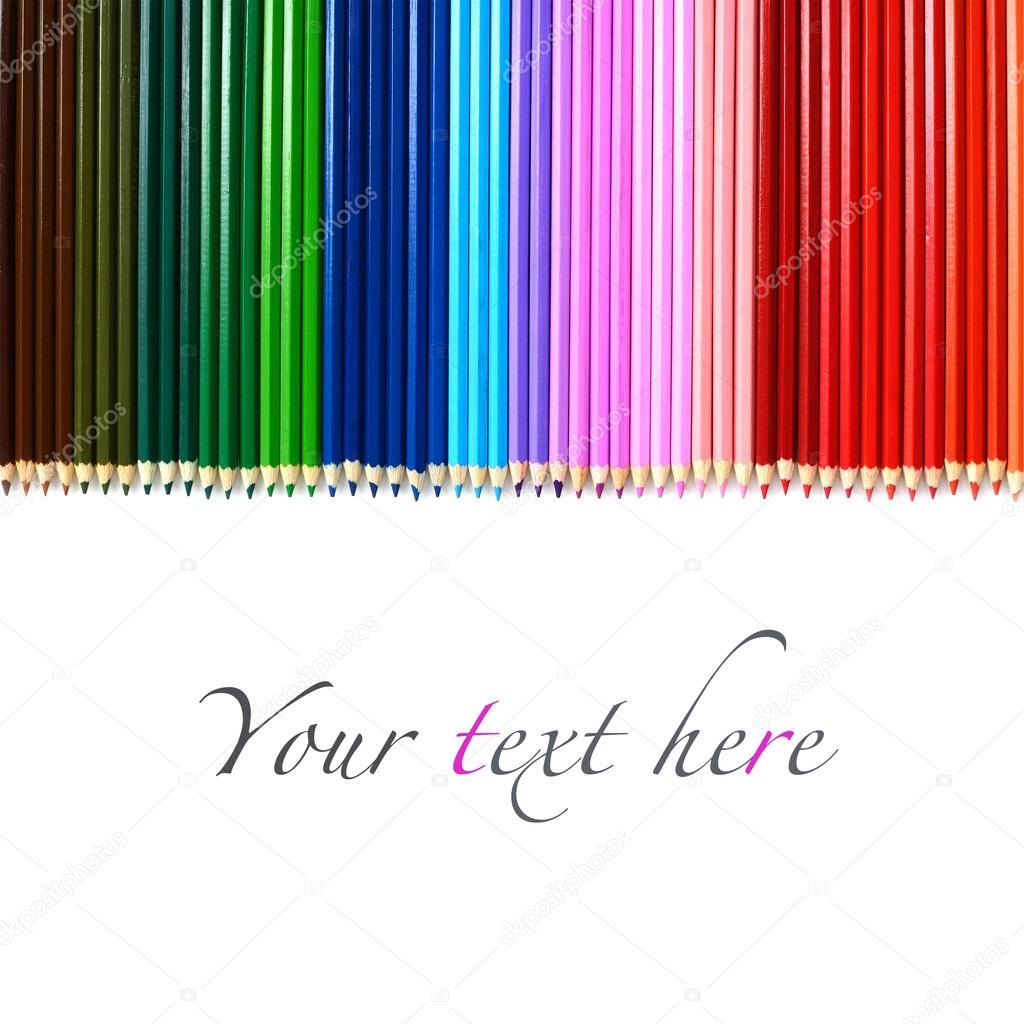 Set of multicolored wooden pencils isolated on white