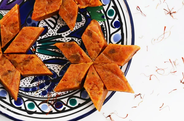 Halvah carota fatta in casa, dolce indiano tradizionale, primo piano — Foto Stock