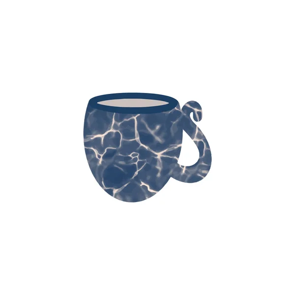 Χαριτωμένο κεραμικό μπλε κούπα σε σκανδιναβικό στυλ. Χειροκίνητη διανυσματική απεικόνιση — Διανυσματικό Αρχείο