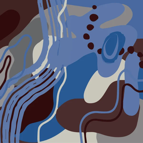 Fundo moderno abstrato com formas abstratas orgânicas, pontos, manchas em tons azuis frios. ilustração vetorial — Vetor de Stock
