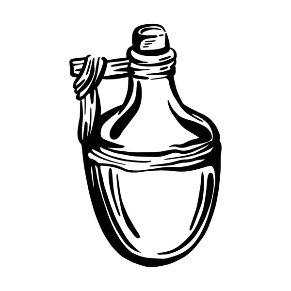 Ceramic bottle with olive oil. Hand drawn vector illustration — Stock Vector