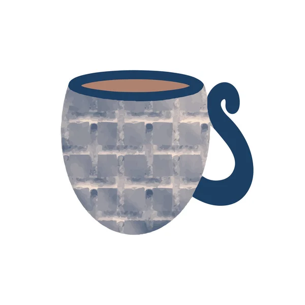 Χαριτωμένο κεραμικό μπλε κούπα σε σκανδιναβικό στυλ. Χειροκίνητη διανυσματική απεικόνιση — Διανυσματικό Αρχείο