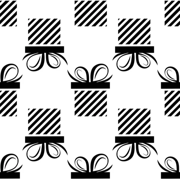 Χωρίς ραφή μοτίβο μαύρο κουτί δώρου σιλουέτα. Διανυσματική επίπεδη απεικόνιση — Διανυσματικό Αρχείο