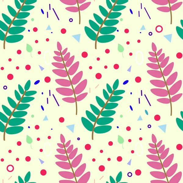 Botanisches nahtloses Muster mit Pflanzenelementen Ebereschenblätter, Beeren. Design für Textilien, Stoff, Bezüge — Stockvektor