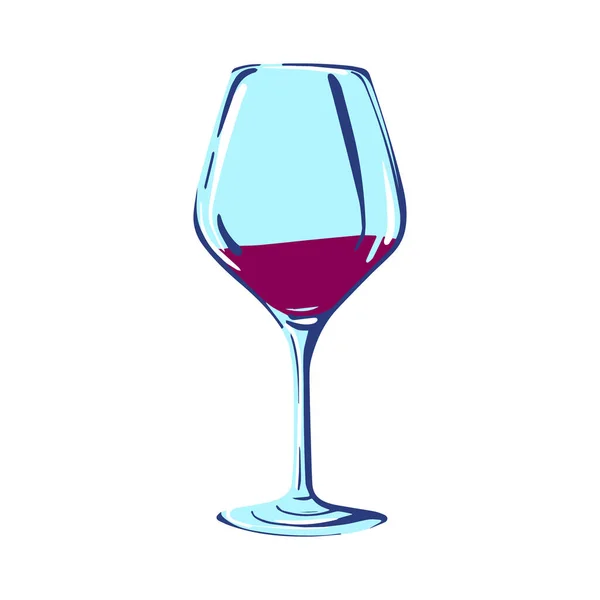 Glass of wine, Hand-drawn vector illustration. Element for menu design, printing — Stock Vector