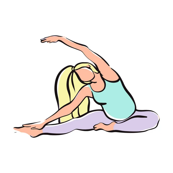 Chica embarazada haciendo yoga para mujeres embarazadas. Fitness, deportes para mujeres embarazadas — Vector de stock