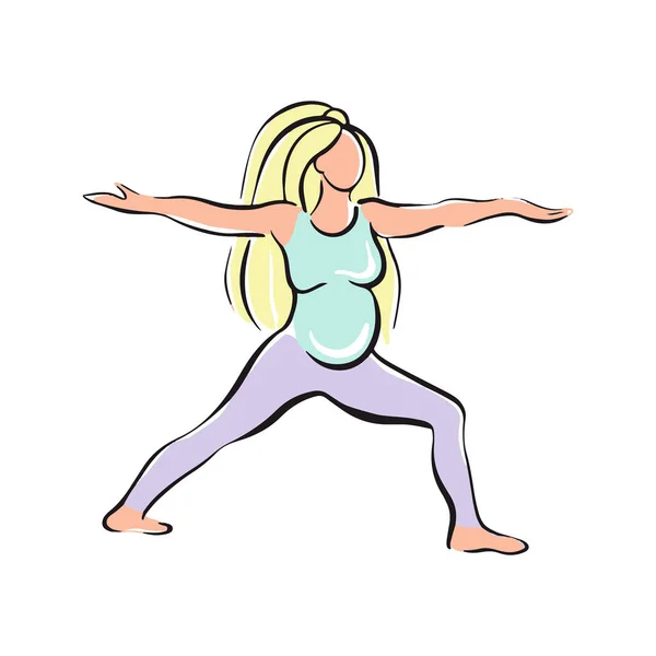 Chica embarazada haciendo yoga para mujeres embarazadas. Fitness, deportes para mujeres embarazadas — Vector de stock