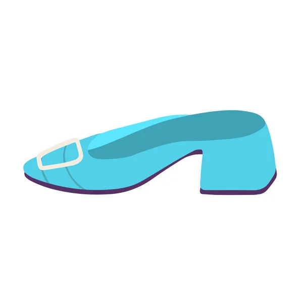 Blaue Sandalen mit niedrigen Absätzen. Modische Damenschuhe.Vector Illustration — Stockvektor