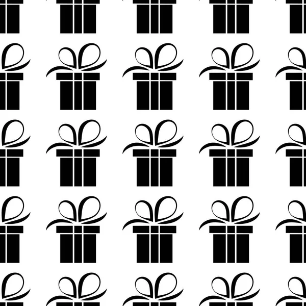 Naadloos patroon zwart silhouet geschenkdoos. Vector platte illustratie — Stockvector