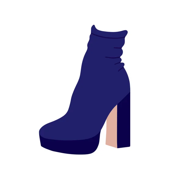 .Blauwe laarzen met hoge hakken. Winter- of herfstschoenen. Vector illustratie in platte cartoon stijl — Stockvector