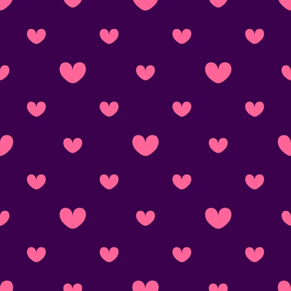 Pink hearts on a dark background. seamless pattern. design for Valentines Day, invitation cards, wrapping paper, textiles, wedding decorations. vector — Stock Vector