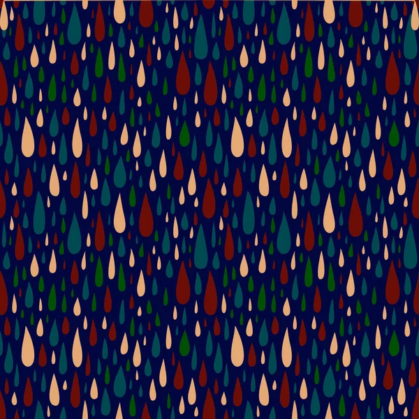 Barevné kapky deště na modrém pozadí vzor — Stockový vektor