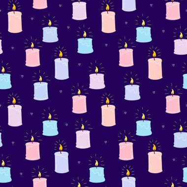 Kokulu, dikişsiz mumlar. Baskı, tekstil ve ambalajlar için tasarlanmış. Spa ve aromaterapi Vektör illüstrasyonu