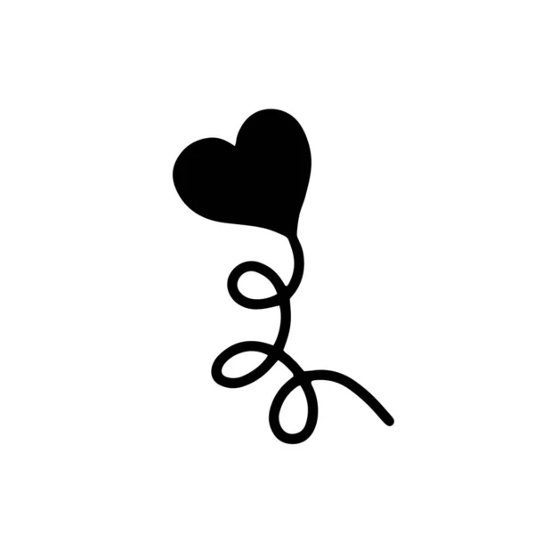 Balão de ar quente em forma de coração. ilustração vetorial no estilo doodle .design para dia dos namorados, casamento, feriados —  Vetores de Stock