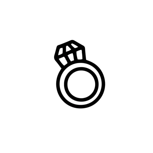 一只镶嵌在白色背景上的钻石戒指。矢量插图在doodle风格。情人节设计，3月8日，生日，婚礼 — 图库矢量图片