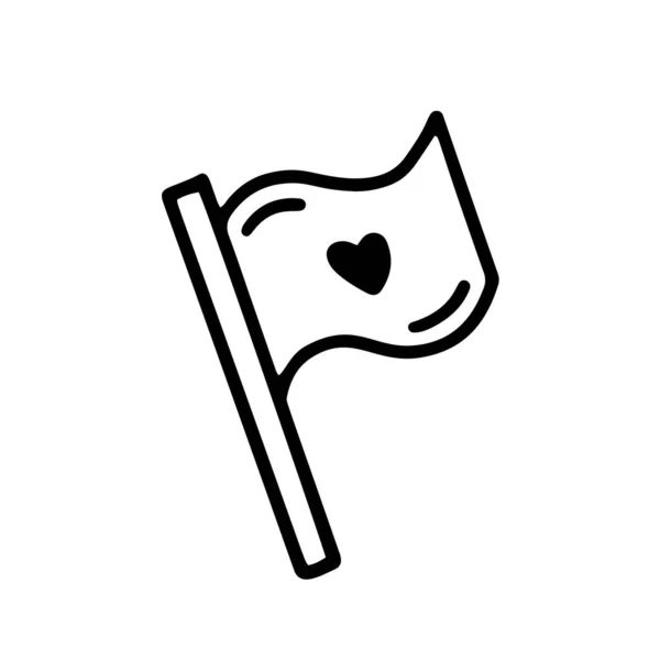 Sevgi dolu bayrak. Karalama tarzında vektör illüstrasyonu. Sevgililer Günü, Düğün, Davetiye Tasarımı — Stok Vektör