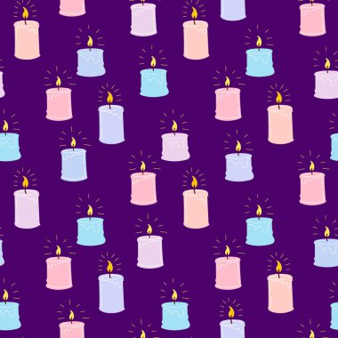 Kokulu, dikişsiz mumlar. Baskı, tekstil ve ambalajlar için tasarlanmış. Spa ve aromaterapi Vektör illüstrasyonu