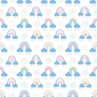 Bulutlu ve damlalı gökkuşağı ve kusursuz desen